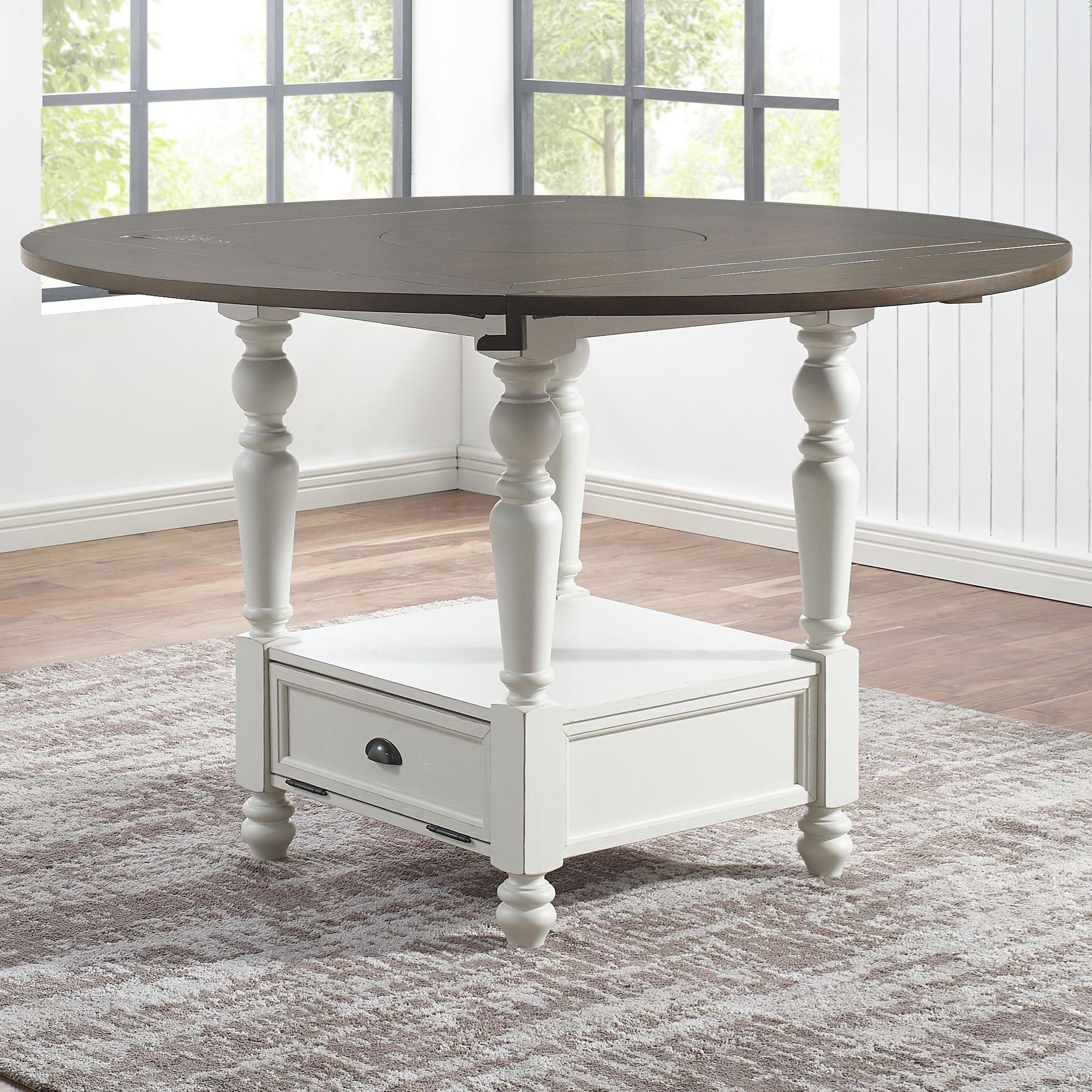 Steve Silver Joanna Farmhouse Round Counter Table with Drop Leaves and
